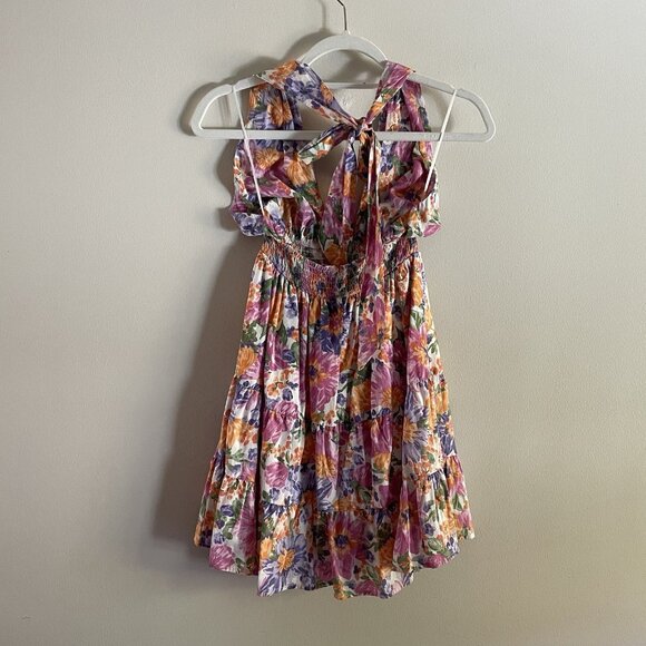 Hello Molly Women 4 Colorful Floral Swoon Over You Tiered Halter Mini Dress NWT - Picture 9 of 15